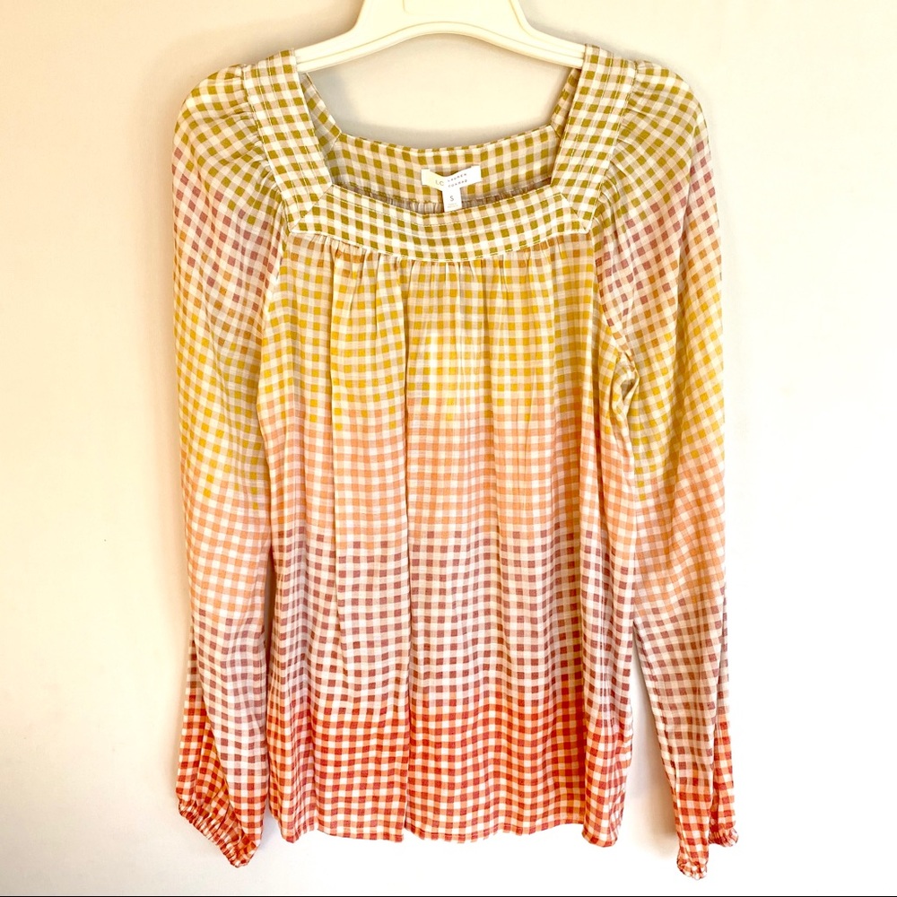 LC Lauren Conrad peasant top gingam small NWT